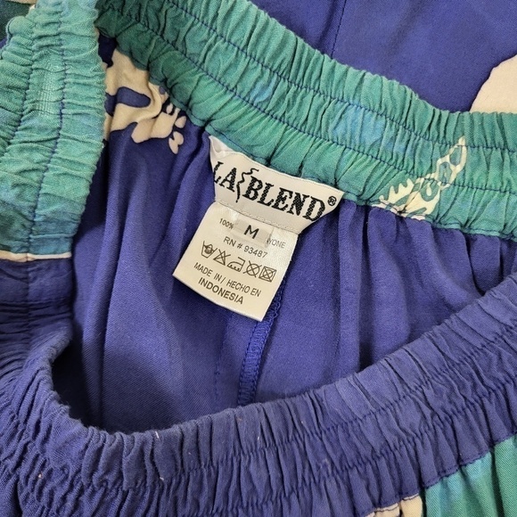 2 pc. Lounge set rayon turquoise pant set colour block straight leg - Picture 6 of 15